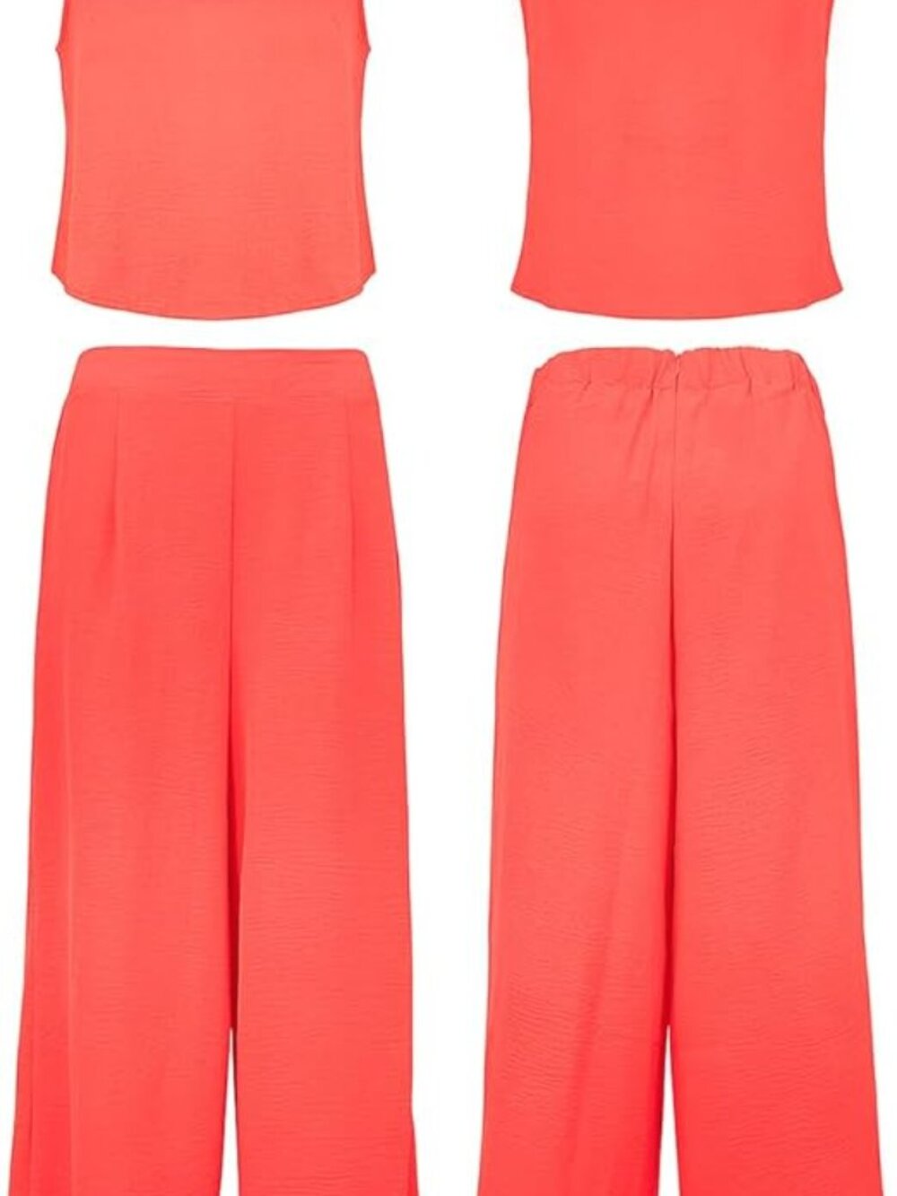 π₯ Coral 2 Piece Set | Crop Top + Wide Leg Pants Outfit | Size Small NWT - Picture 5 of 6